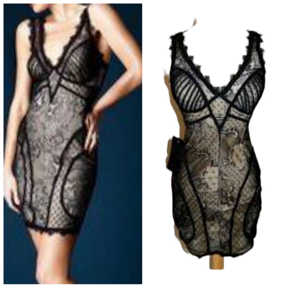Bebe Black Lace Corset Dress